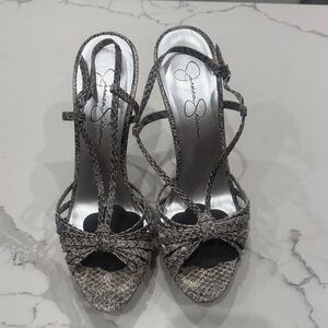 Jessica Simpson Gray Snakeskin Heels